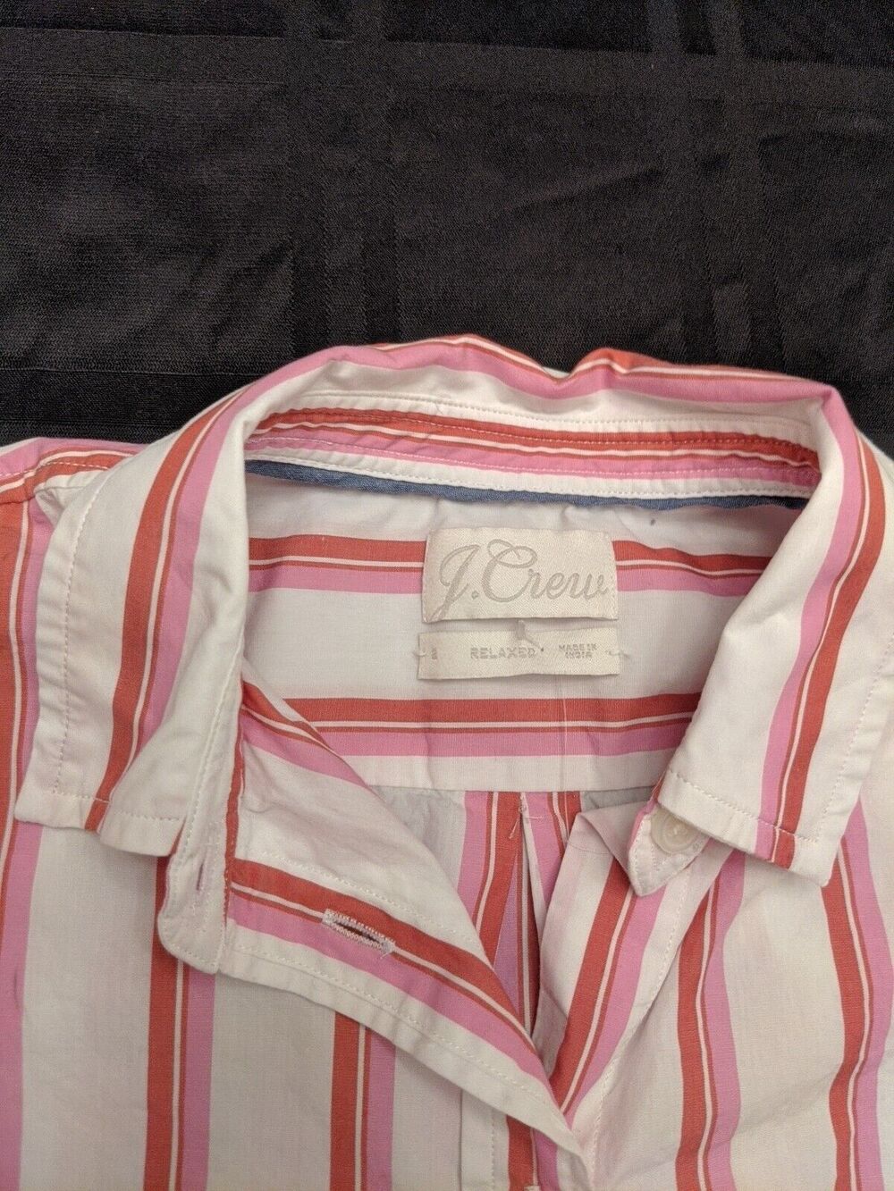 Womens J. Crew Relaxed Fit Pink Striped Button Down Shirt Size 2 Long Sleeve - Picture 2 of 8